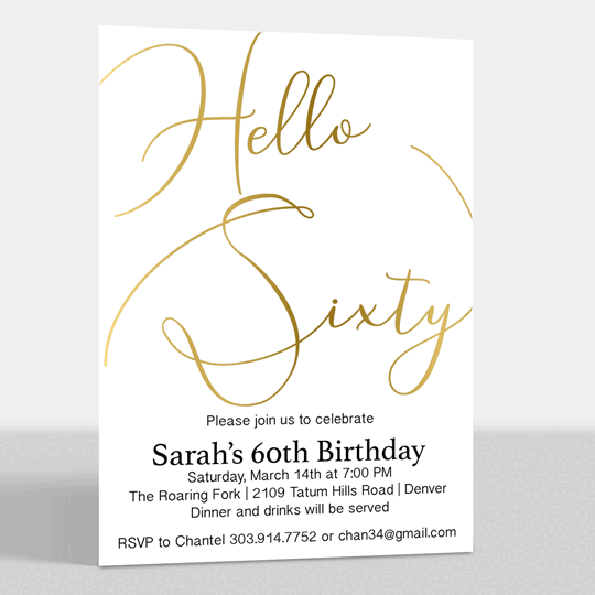 Hello Sixty Foil Birthday Invitations